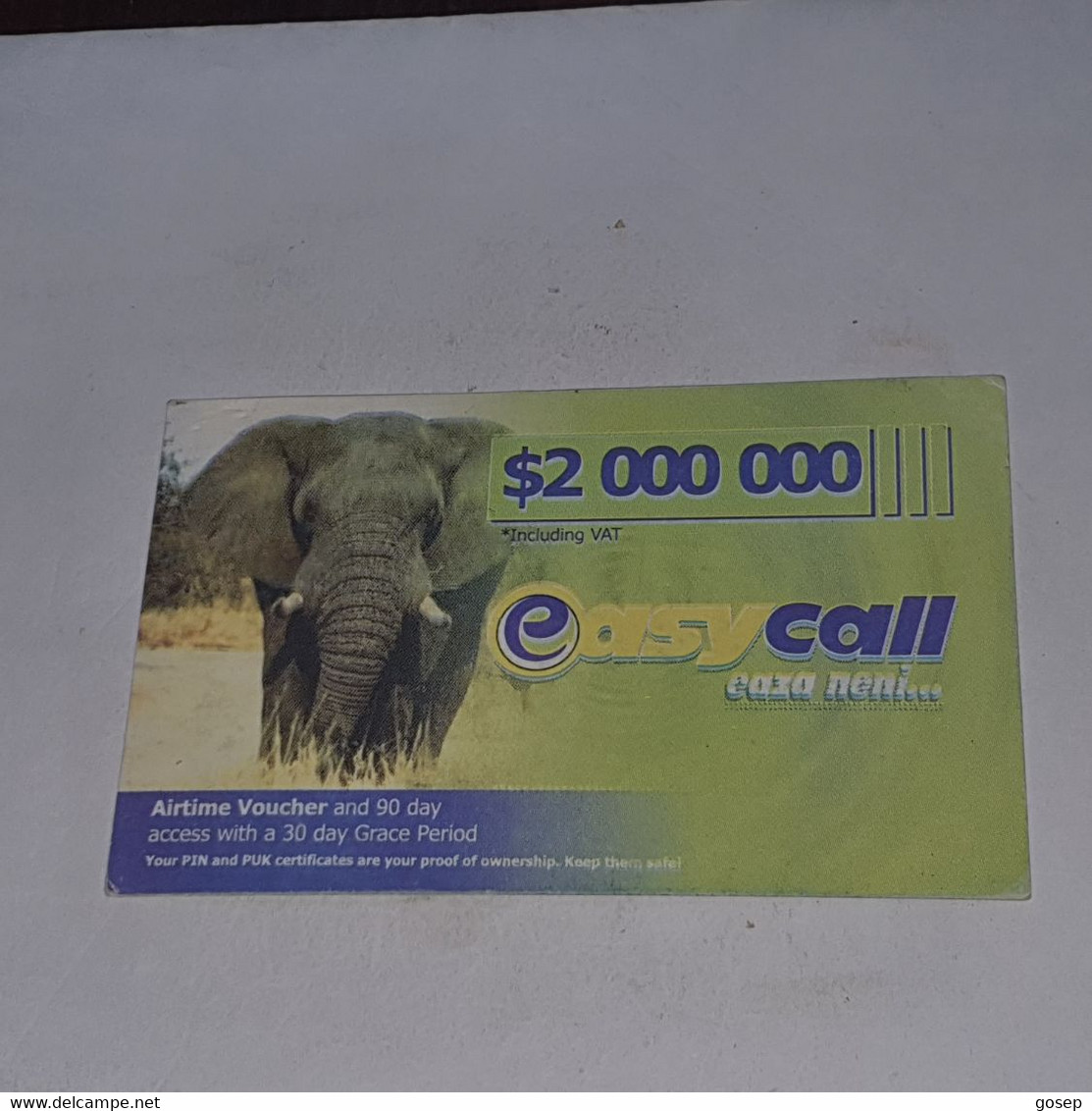 Zimbabwe-(zw-eas-ref-0004/1)-elephant-(32)-($2.000.000)-(1042-0582-7966-3142)-look Out Side-used Card+1card Free - Zimbabwe