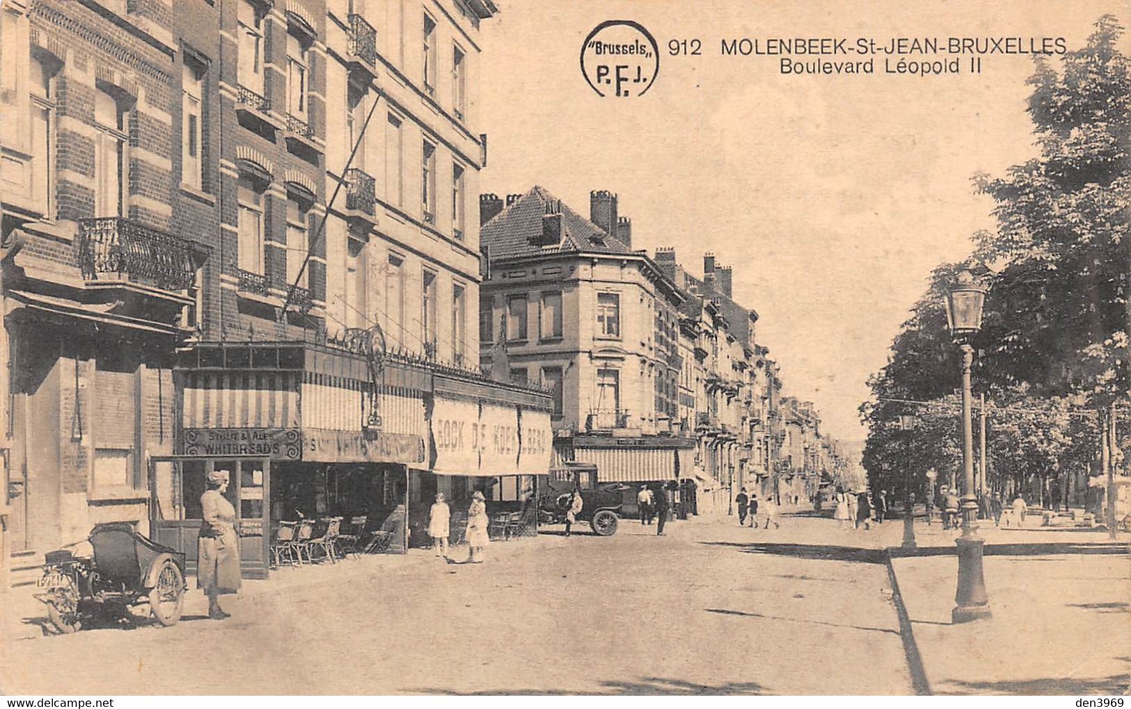 Belgique - BRUXELLES - Molenbeek-Saint-Jean - Boulevard Léopold II - Lampadaire, Side-Car - St-Jans-Molenbeek - Molenbeek-St-Jean