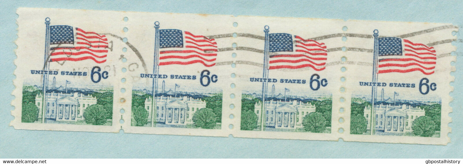 USA 1971 6 C Flag And White House Strip Of Four On Superb Air Mail Cover VARIETY - Cartas & Documentos