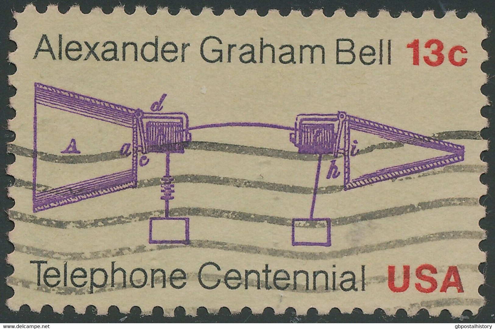 USA 1976 100 Jahre Telephon 13 C., Gest. Pra.-Stück, ABART: Fehlende Farbe Gelb - Gebruikt