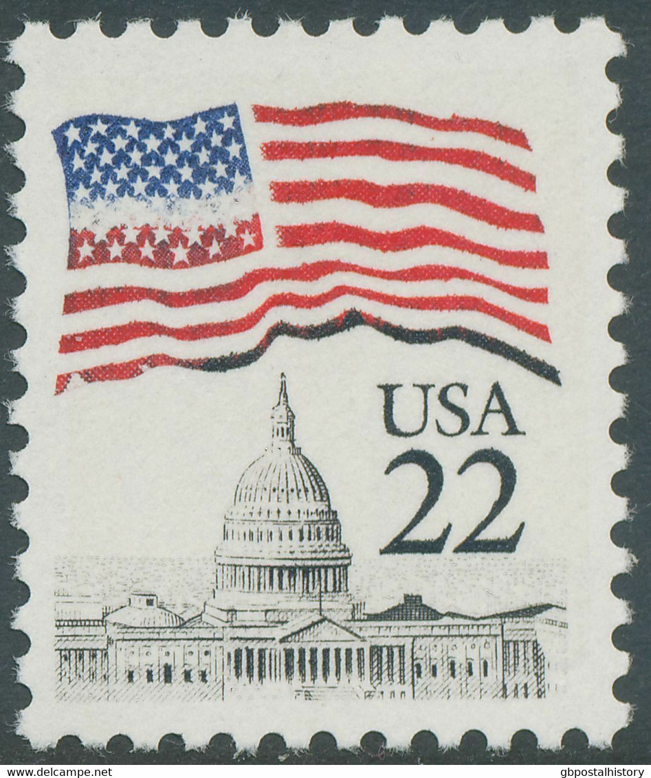 USA ABART 1985 22 (C.) Flagge über Dem Capitol, Postfr. MISSING + WRONG COLOUR - Errors, Freaks & Oddities (EFOs)