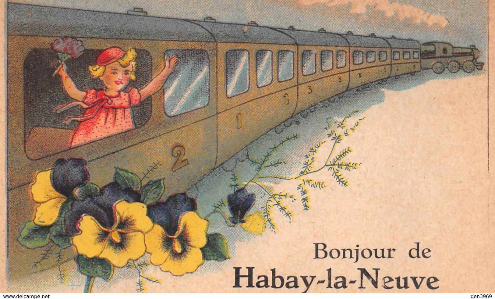 Belgique - Luxembourg - Bonjour De HABAY-la-NEUVE - Train Fantaisie Dessiné - Habay