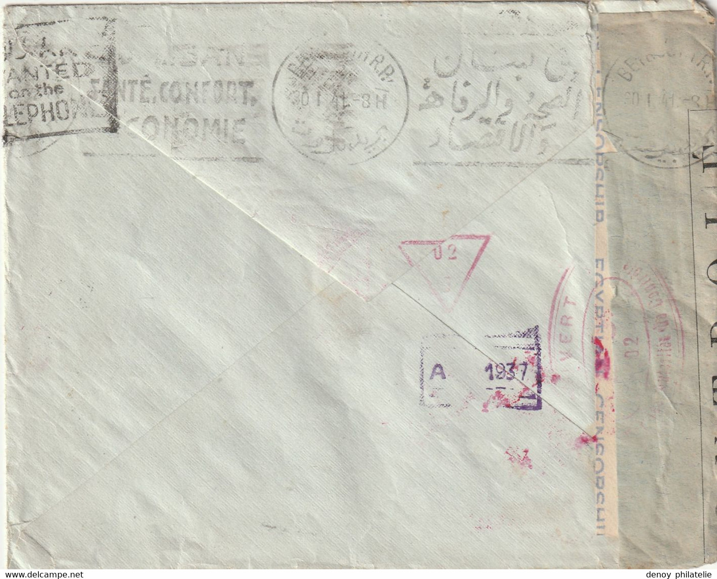 Lettre Censurée Du Caire Pour Beyrouth 1941 , Beau Document - Covers & Documents