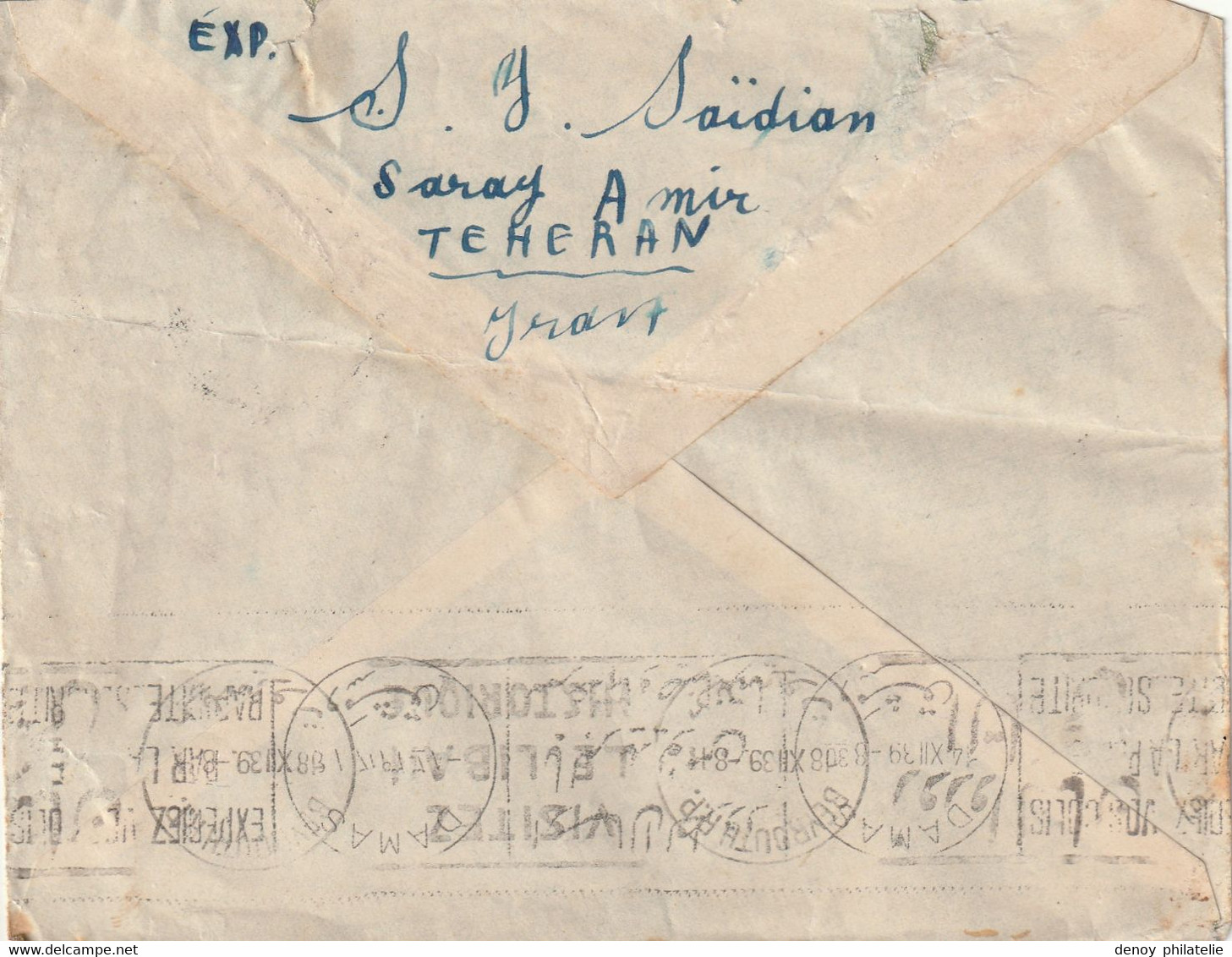 Iran Lettre Pour Beyrouth Bel Affranchissement En 1939 - Iran