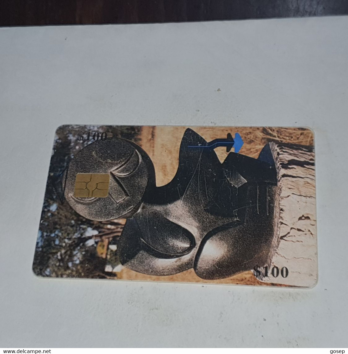Zimbabwe-(ZIM-38)-sculpture 2-(62)-($100)-(1100-266378)-(12/01)-used Card+1card Free - Simbabwe