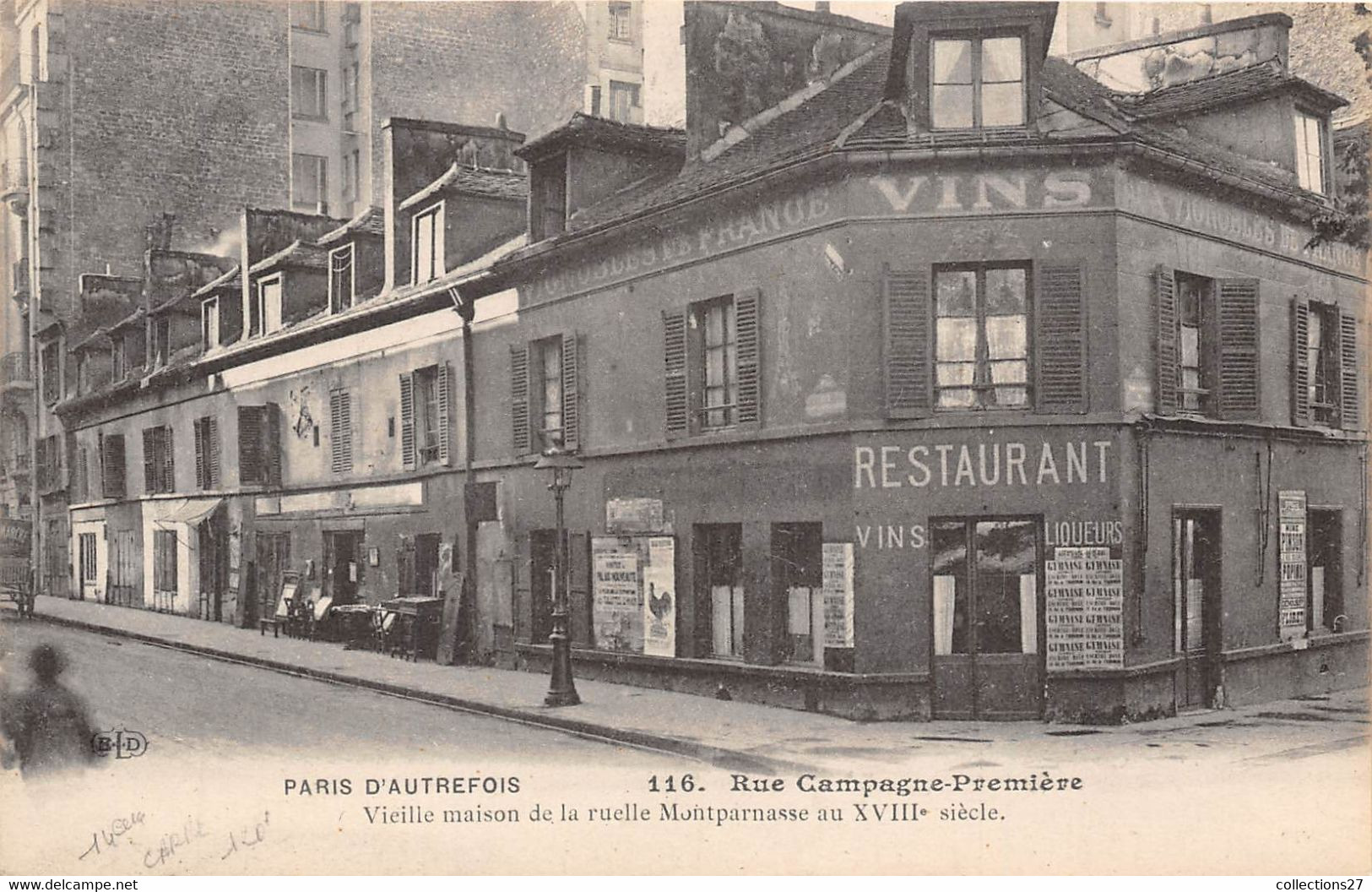 PARIS-75014- RUE CAMPAGNE-PREMIERE- VIEILLE MAISON DE LA RUELLE MONTPARNASSE AU XVIIIeS - Arrondissement: 14