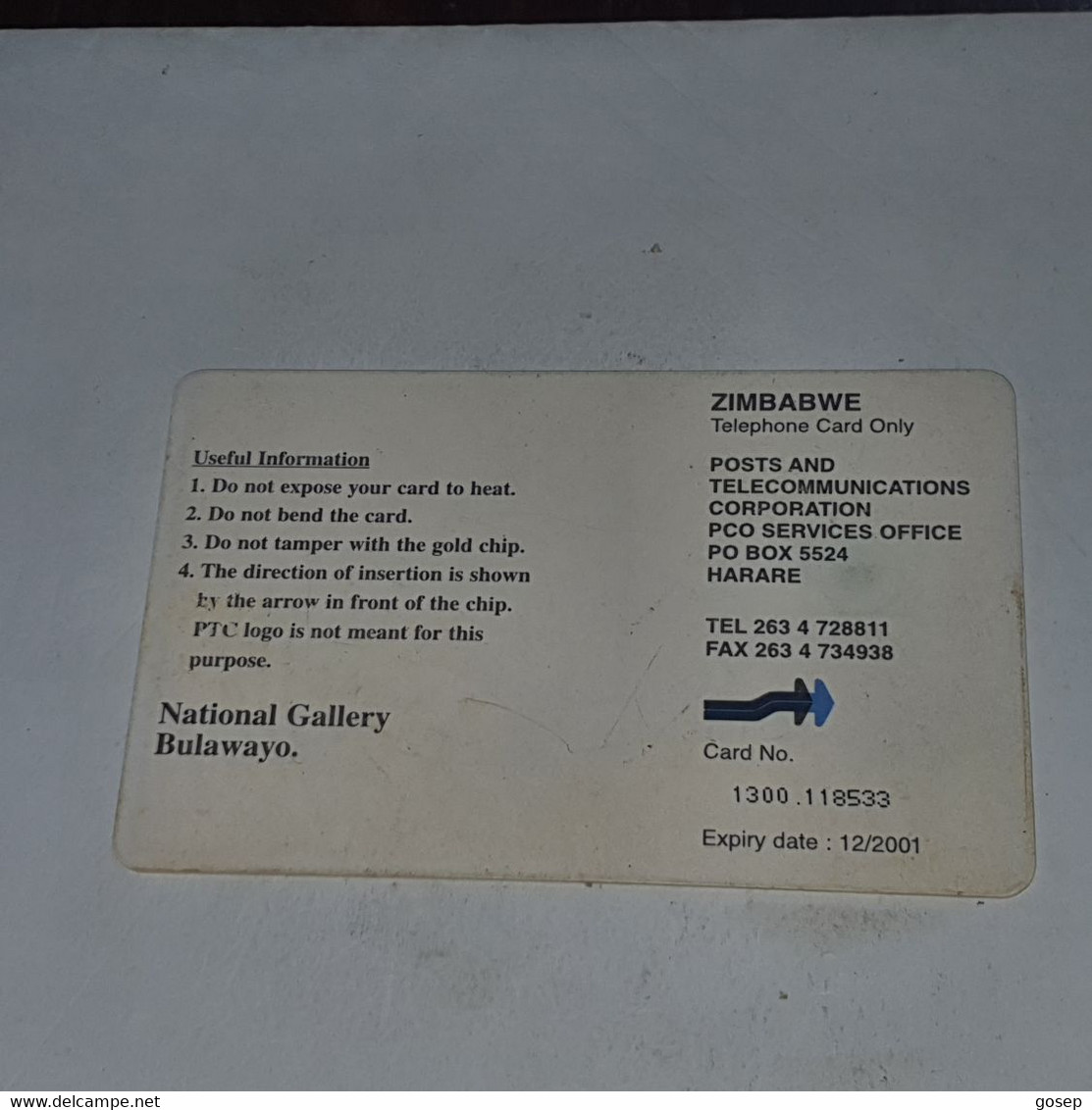 Zimbabwe-(ZIM-39A)-bulawayo Gallery-(64)-($200)-(1300-118533)-(12/01)-used Card+1card Free - Zimbabwe