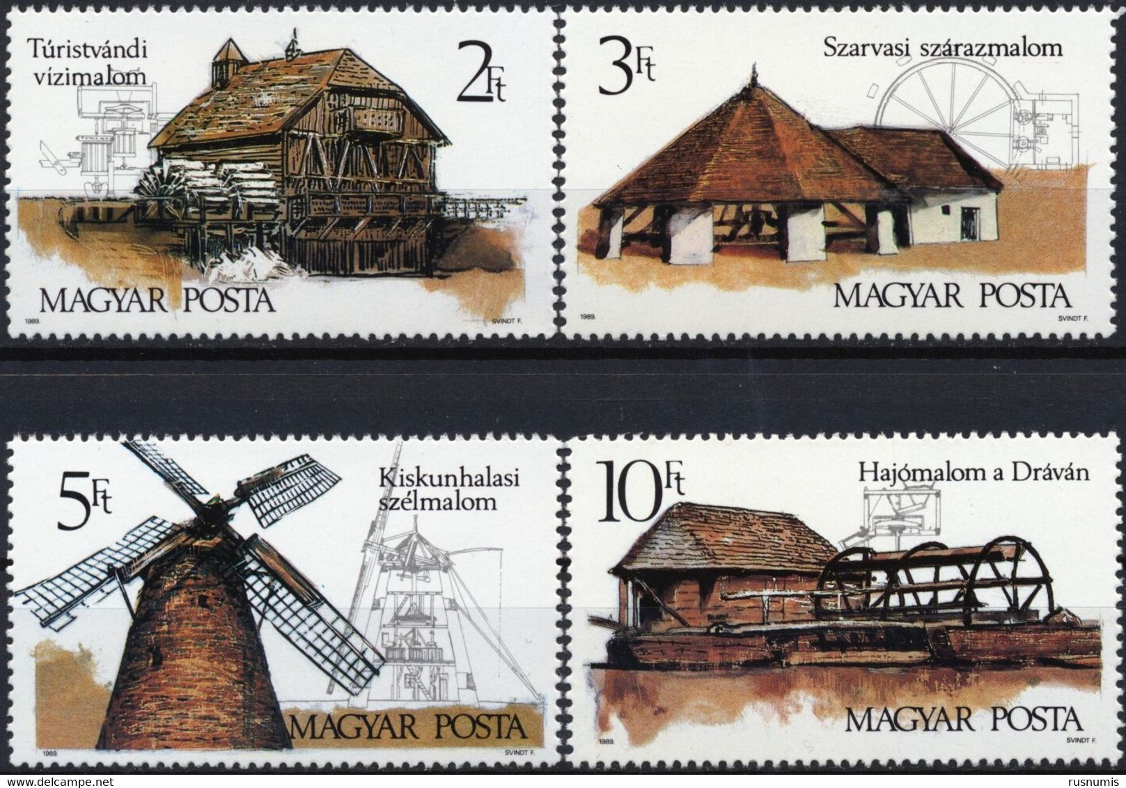 1989 HUNGARY UNGARN HONGRIE Mi 4028-4031 MNH MILL WATER WIND COMPLETE SET 4 STAMPS - Sonstige & Ohne Zuordnung