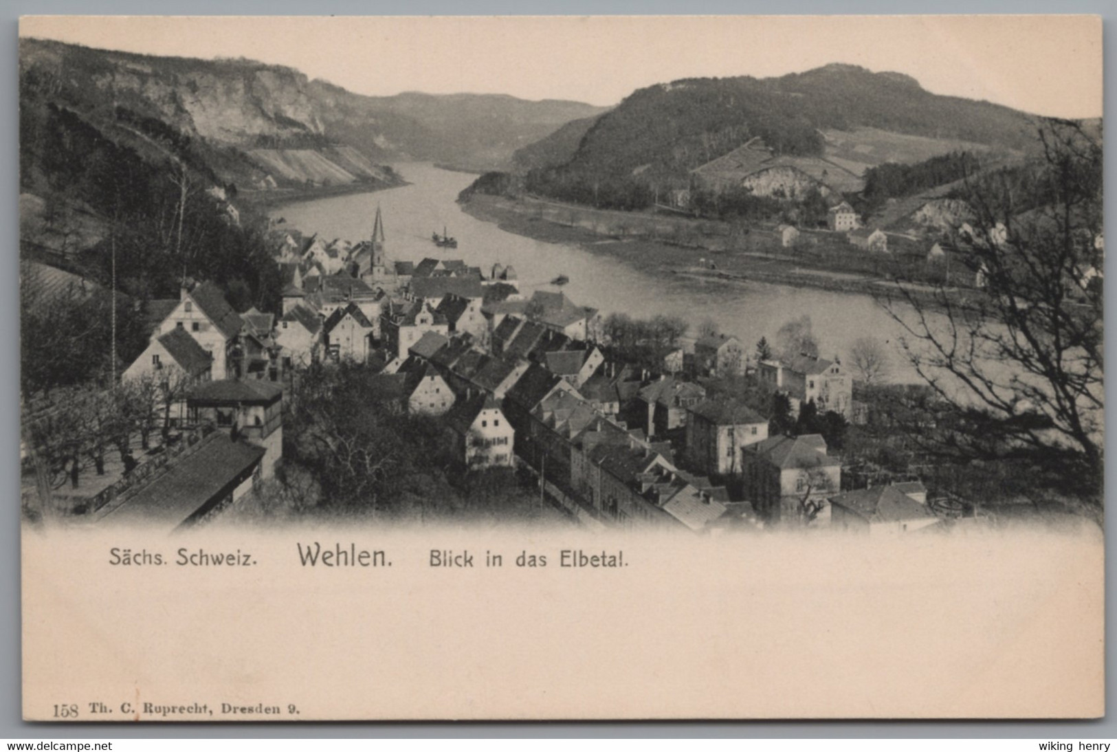 Stadt Wehlen - S/w Blick In Das Elbetal - Wehlen