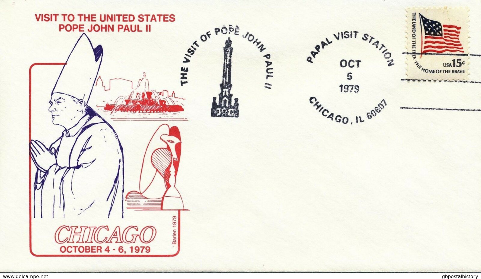 USA 1979 Papstreise USA - "PAPAL VISIT STATION / CHICAGO, IL 60607" Superb Cover - Covers & Documents
