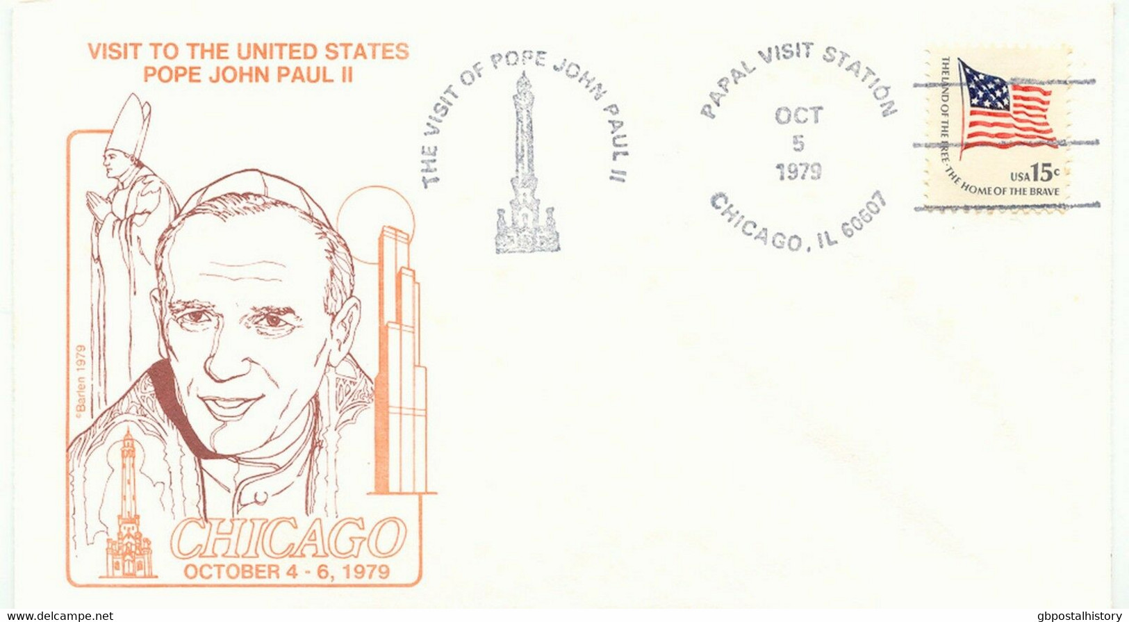 USA 1979, Papstreise USA 1. Okt. - 7. Okt. Kpl. Satz Von 7 Belege M Versch. ESST - Covers & Documents