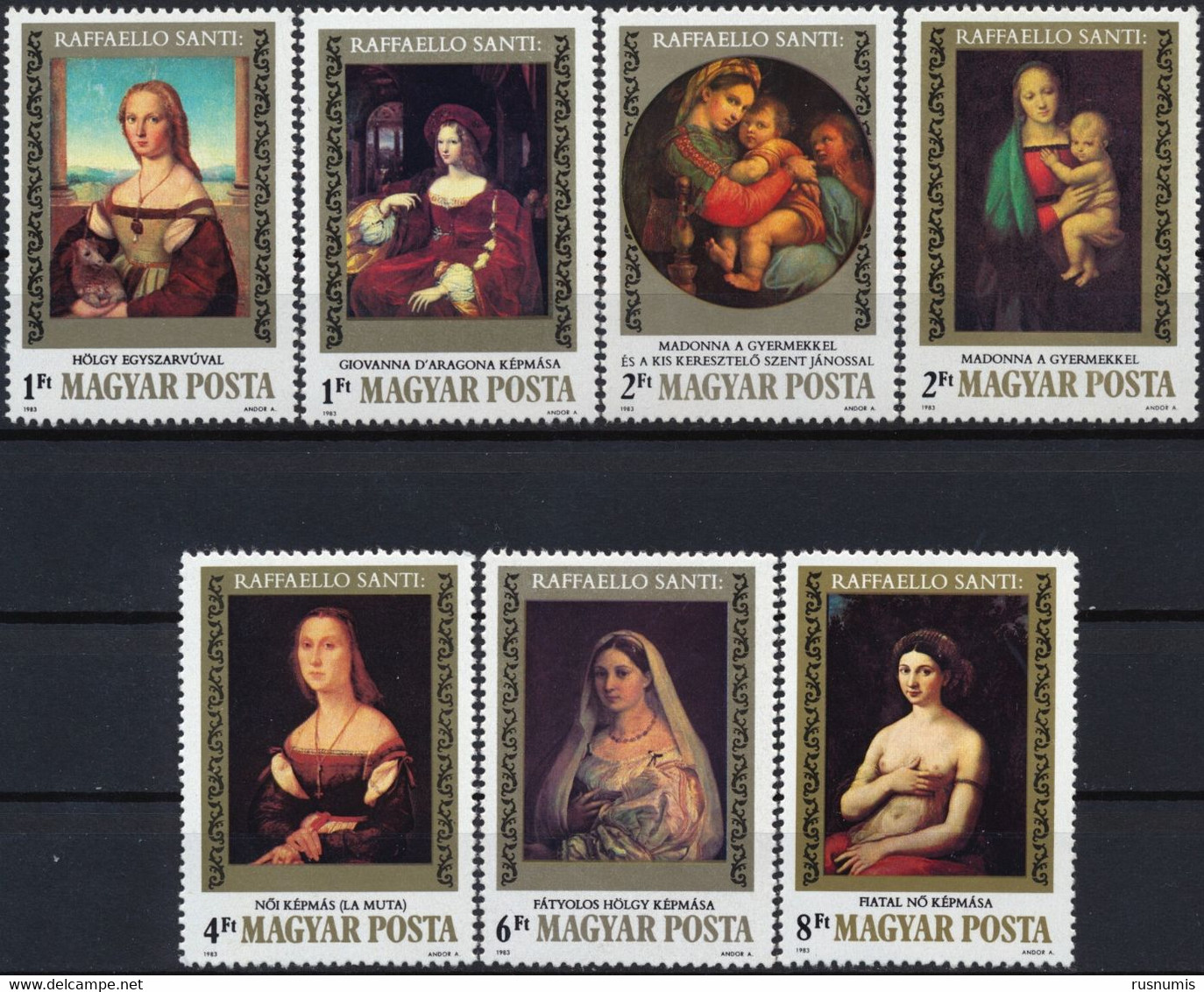 1983 HUNGARY UNGARN HONGRIE Mi 3612-3618 MNH RAFFAELLO SANTI ART PAINTING SET 7 STAMPS - Sonstige & Ohne Zuordnung