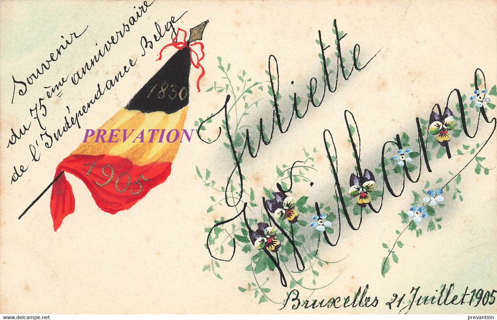 Souvenir Du 75 éme Anniversaire De L'Indépendance Belge - BRUXELLES 21 Juillet 1905 - Carte Colorée - Inaugurations