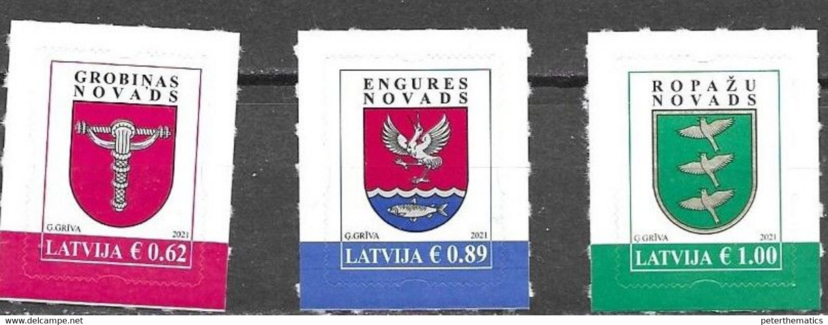 LATVIA, 2021, MNH, COAT OF ARMS, FISH, BIRDS,3v - Briefmarken