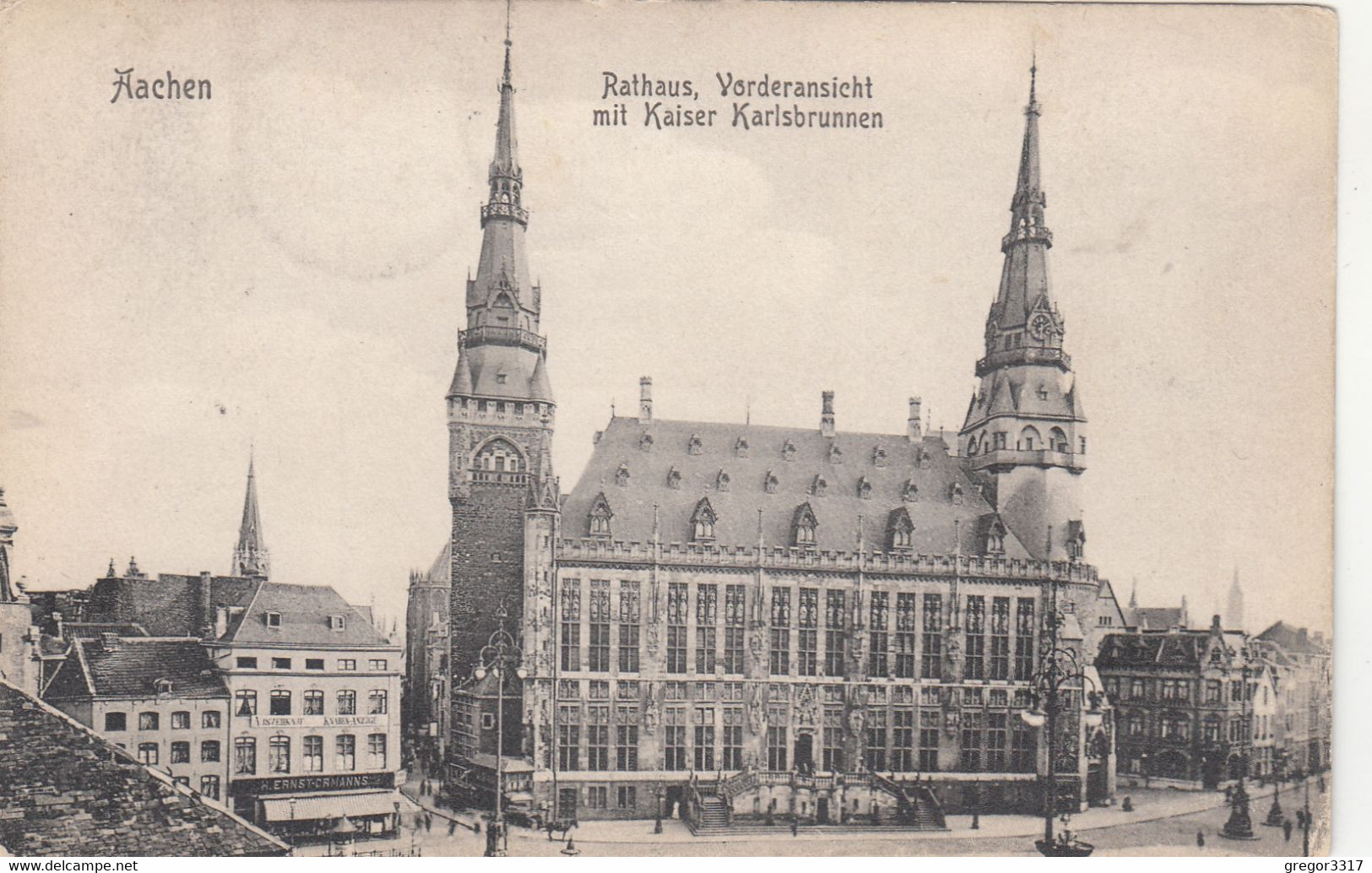 1552) AACHEN - Rathaus - Vorderansicht Mit KAISER KARLSBRUNNEN U. Geschäft ALT !! 1908 !! - Unclassified