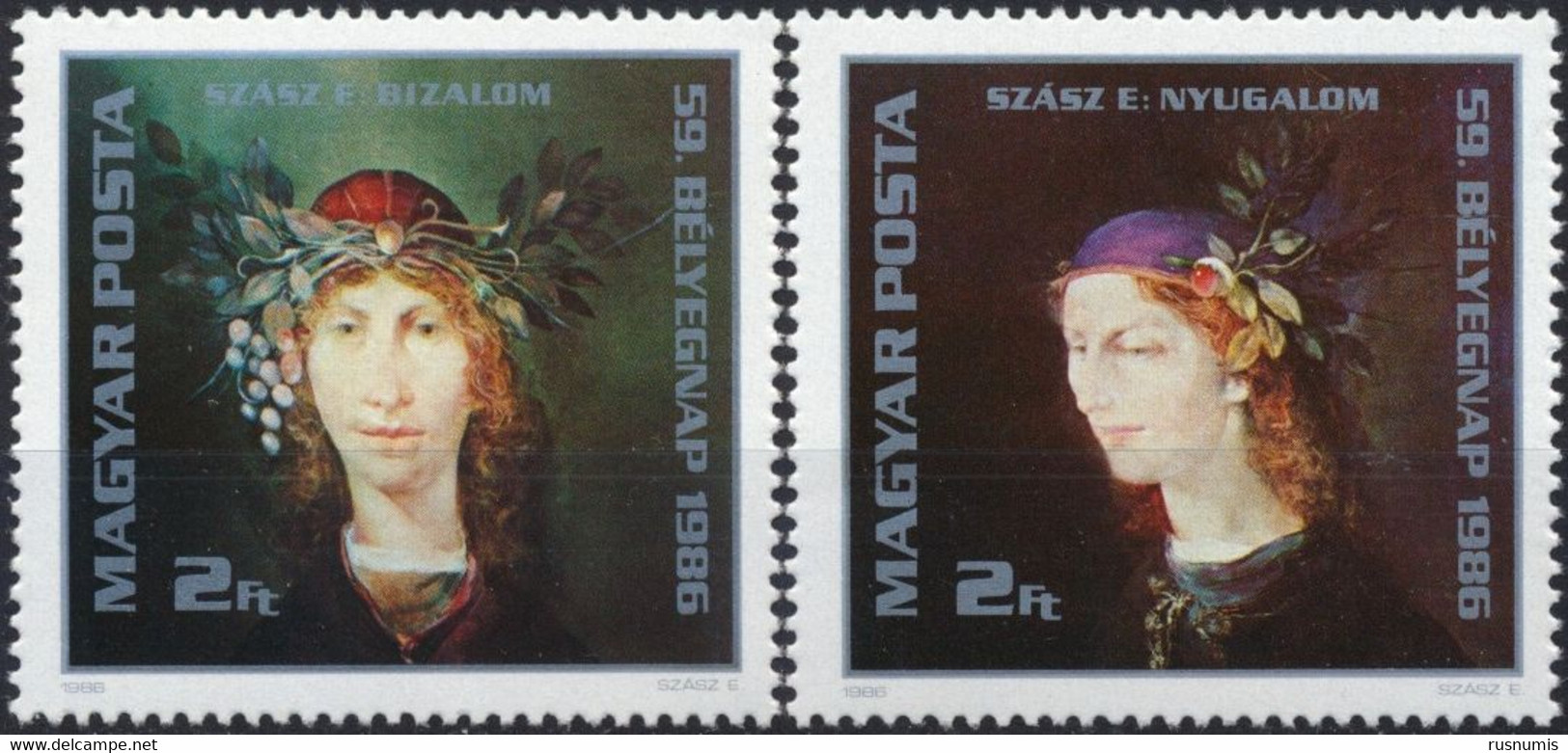 1986 HUNGARY UNGARN HONGRIE Mi 3837-3838 MNH SZASZ ENDRE WOMAN PORTRET ART PAINTING SET 2 STAMPS - Sonstige & Ohne Zuordnung