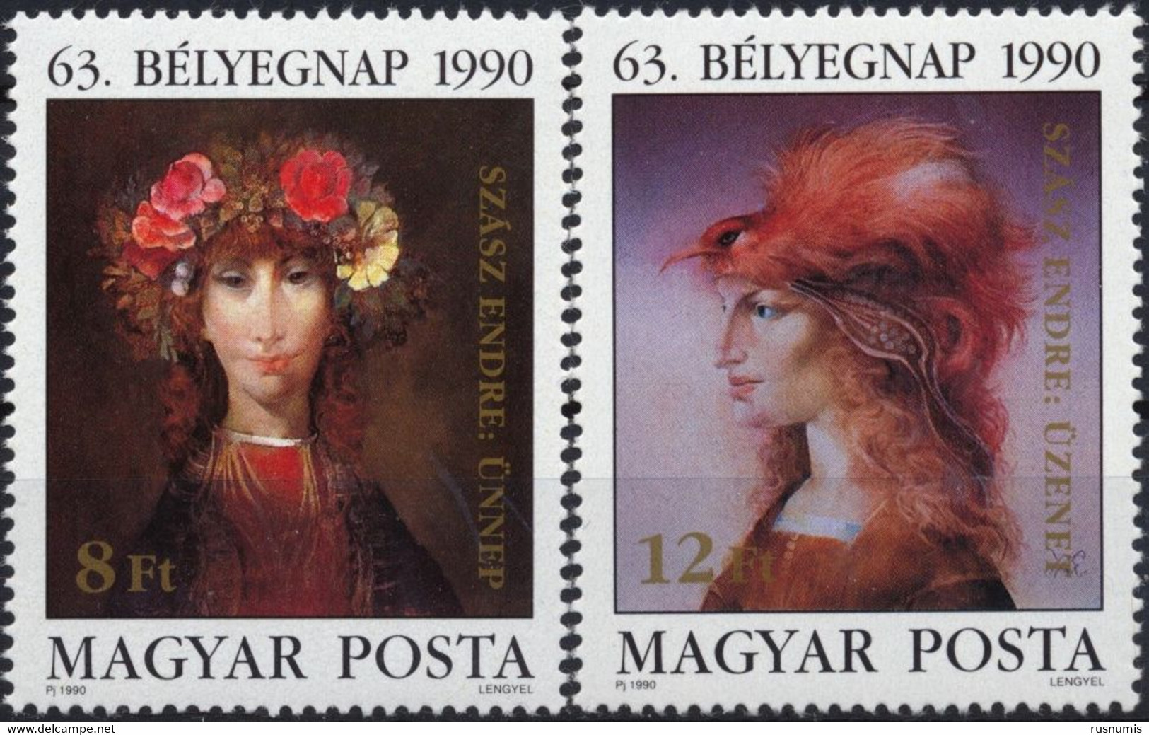 1990 HUNGARY UNGARN HONGRIE Mi 4107-4108 MNH SZASZ ENDRE WOMAN PORTRET ART PAINTING SET 2 STAMPS - Andere & Zonder Classificatie