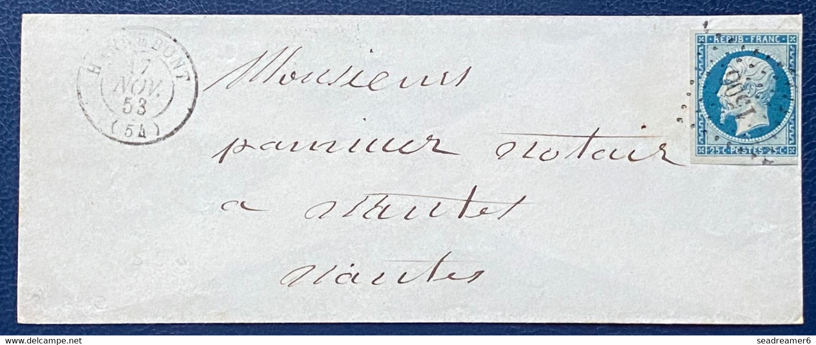 Petite Lettre Du 17 Nov 1853 De Hennebont N°10 25c Presidence Obl PC 1506 Parfaite - 1852 Louis-Napoléon