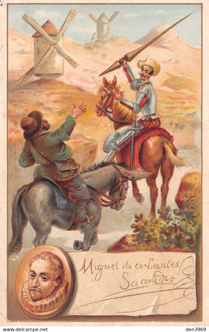 Espagne - Madrid - Miguel De Cervantes Saavedra, Né à ALCALA De HENARES - Don Quichotte - Moulin à Vent, Cheval - Dessin - Madrid