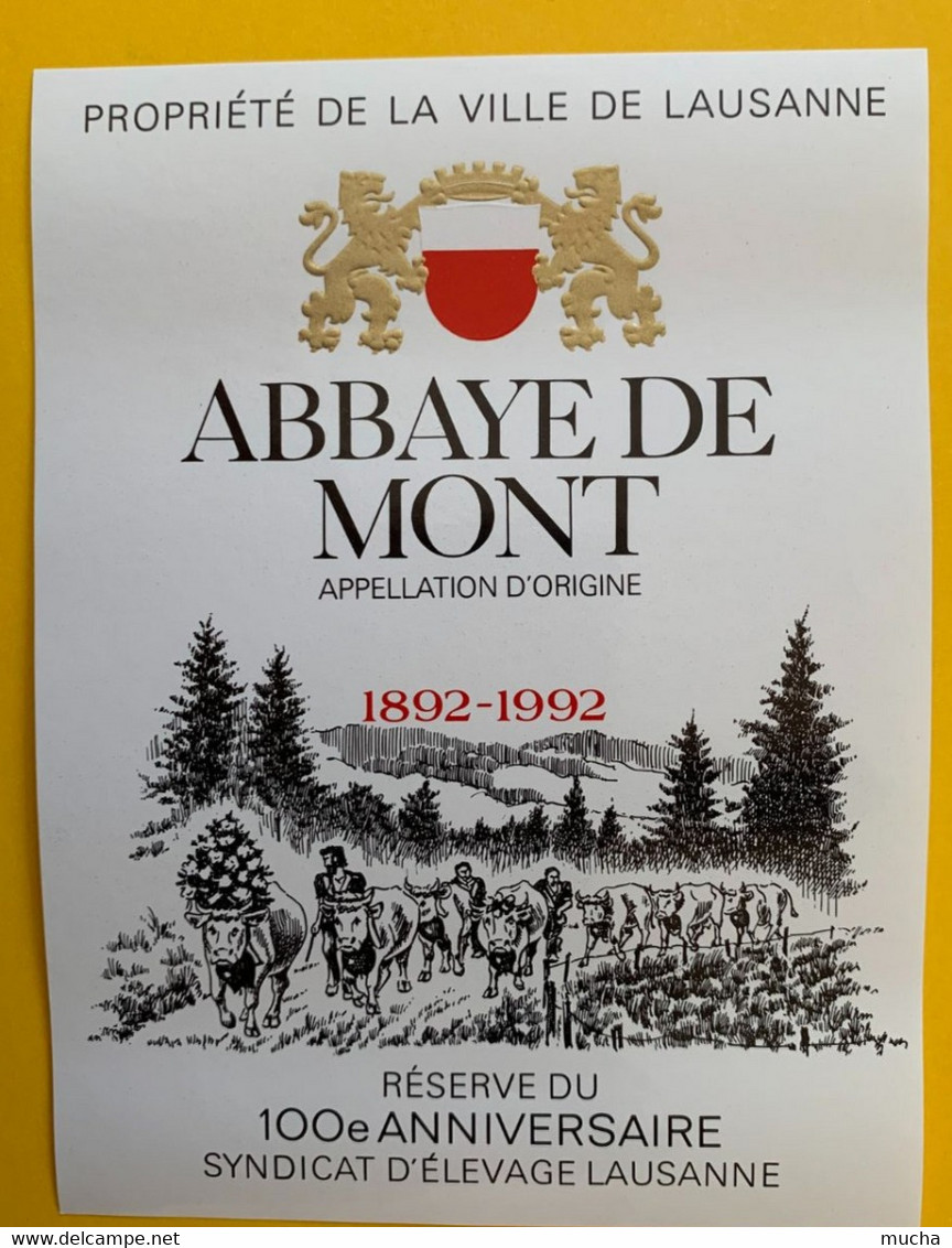 18948 - Réserve Du 100e Anniversaire Syndicat D'élevage Lausanne 1892-1992 Montée à L'alpage Abbaye De Mont - Vacas