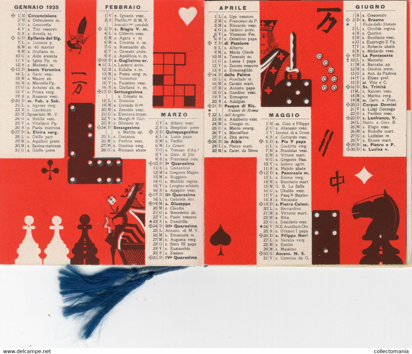1 Carnet  Booklet  PARFUM Bertilli  Calendrier Almanacco 1935 Donne E Giuochi Cartes à Jouer Echec Domino Dés - Ohne Zuordnung