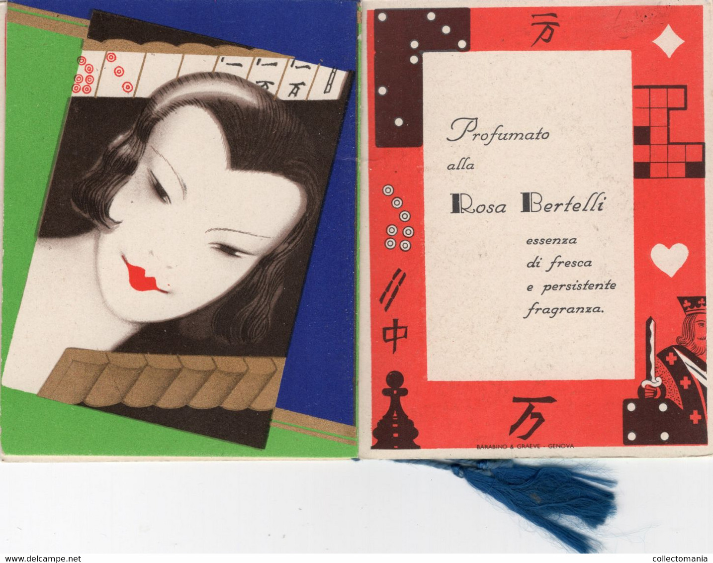 1 Carnet  Booklet  PARFUM Bertilli  Calendrier Almanacco 1935 Donne e Giuochi Cartes à Jouer Echec Domino Dés