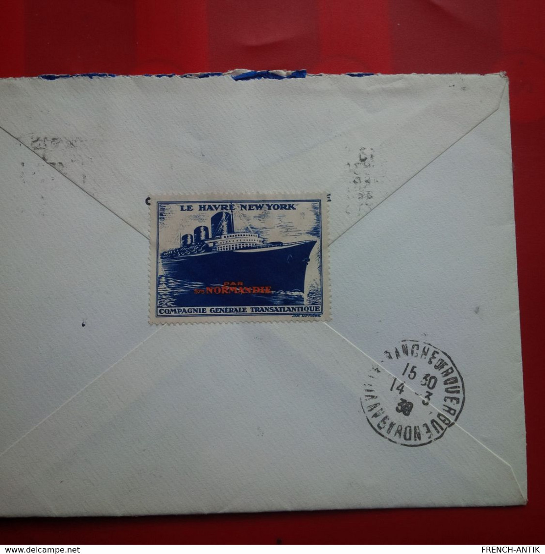 LETTRE PARIS POUR VILLEFRANCHE DE ROUERGUE 1939 VIGNETTE LE HAVRE NEW YORK - Storia Postale