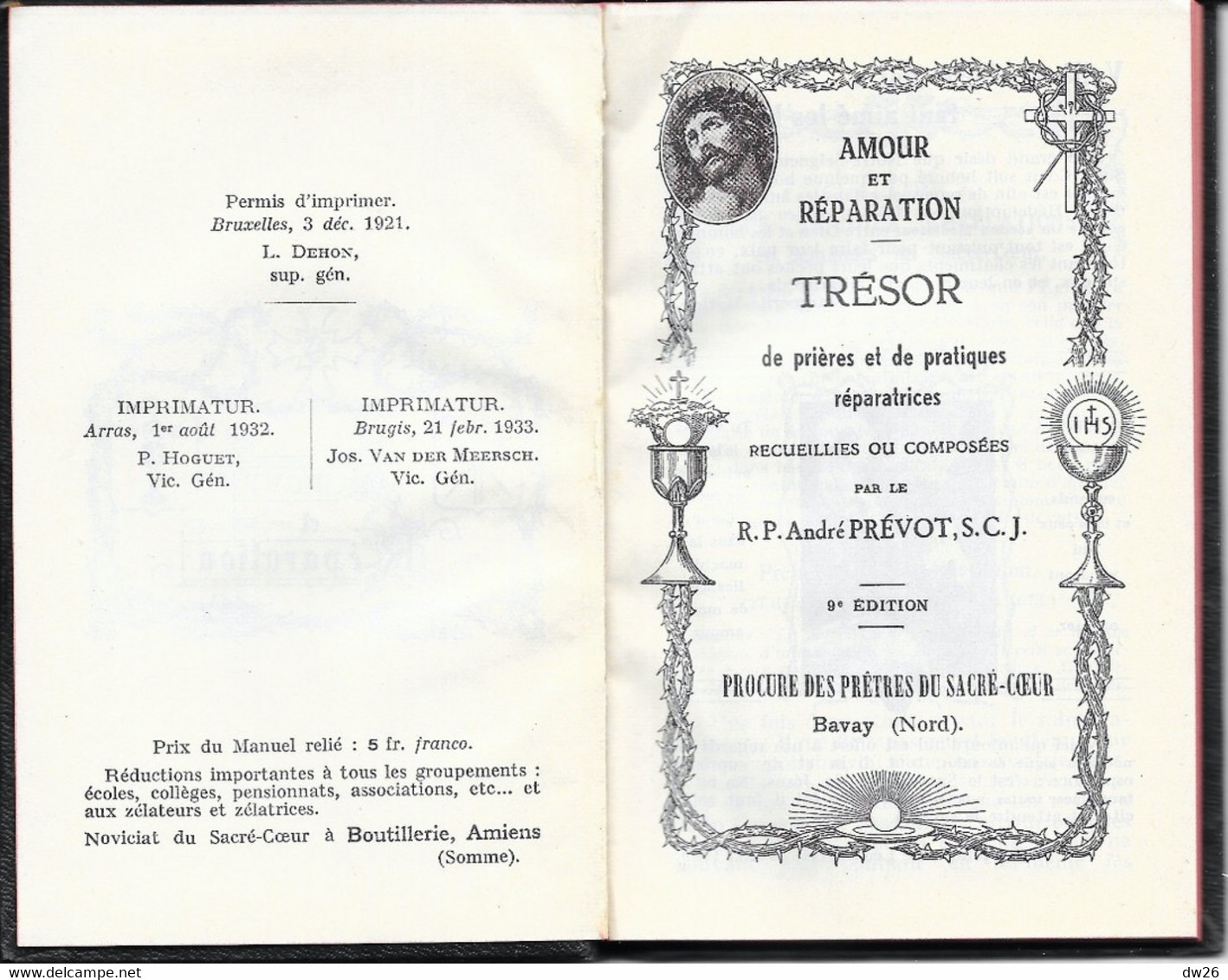 Livre De Prières Et Pratiques Réparatrices - Amour Et Réparation Par R.P. Prévot - Procure Des Prêtres Du Sacré-Coeur - Religión