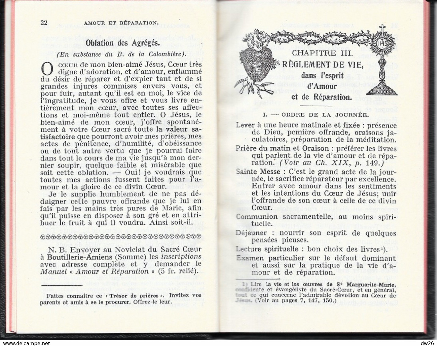 Livre De Prières Et Pratiques Réparatrices - Amour Et Réparation Par R.P. Prévot - Procure Des Prêtres Du Sacré-Coeur - Religión