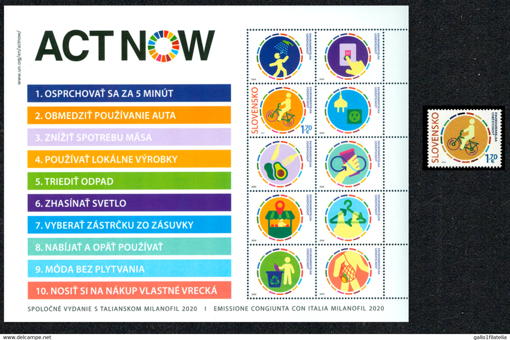 2020 - SLOVACCHIA / SLOVAKIA - SOSTENIBILITA' AMBIENTALE / ACT NOW. MNH - Blocks & Kleinbögen