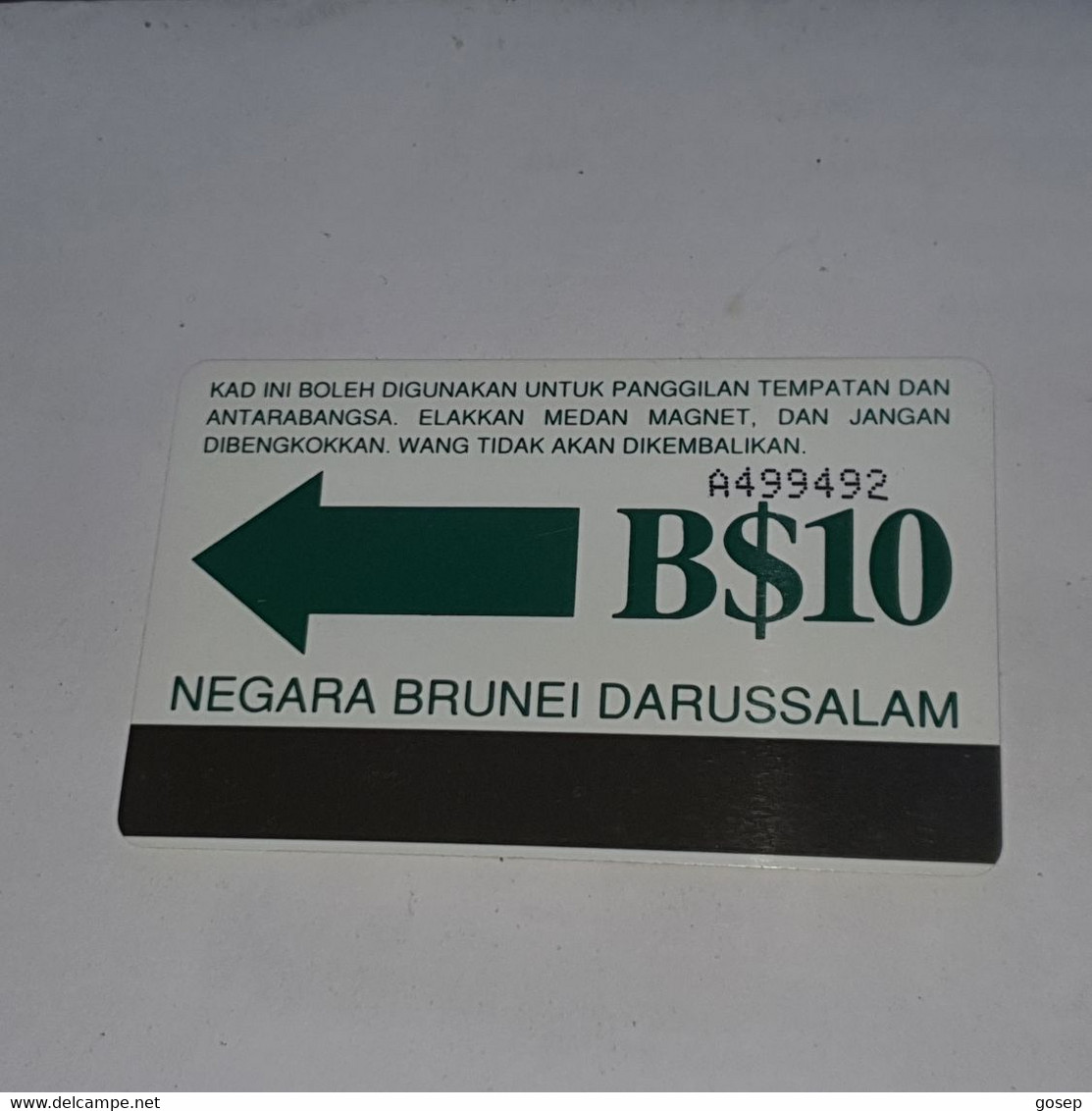 Brunei-(BN-JAB-005A)-orang Berbudi Kita-(1)-(B$10)-(A499492)-(look From Number)-used+1card Prepiad/gift Free - Brunei