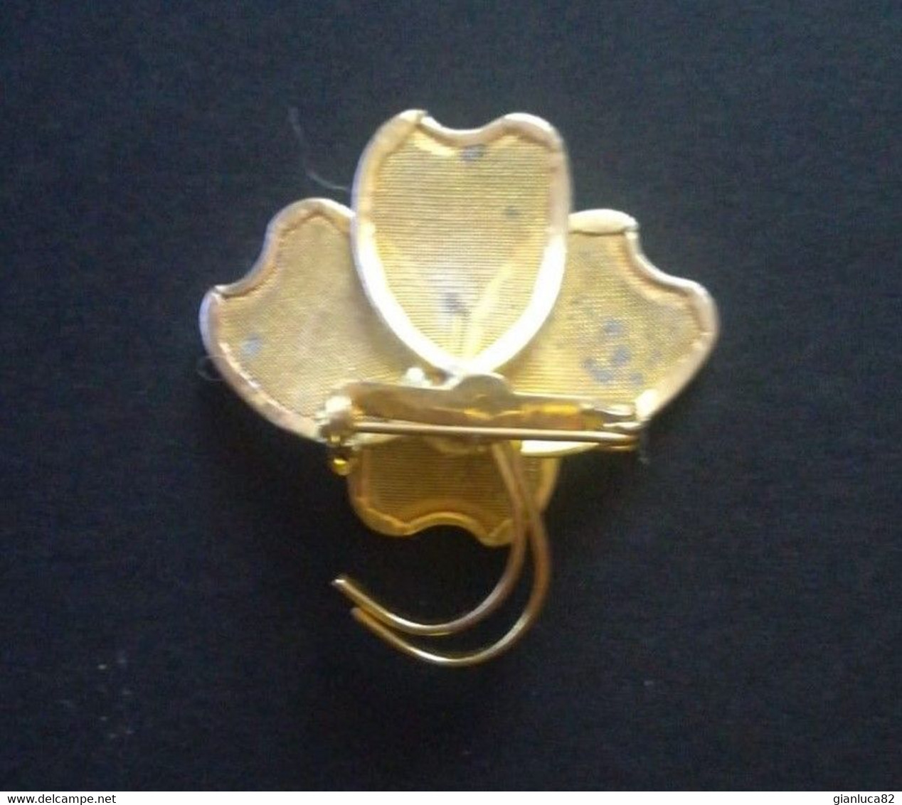 Spilla Vintage Fiore Dorato Lavorato 4,0 X 4,0 Cm (220) Come Da Foto Piccole Macchie - Brooches