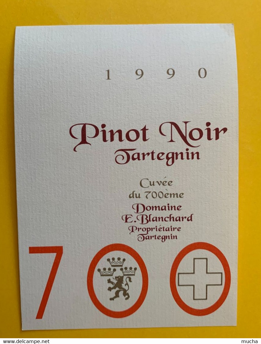 18978 - Pinot Noir 1990 Tartegnin Domaine Blanchard 700e Anniversaire De La Confédération - 700 Años De La Confederación Helvética