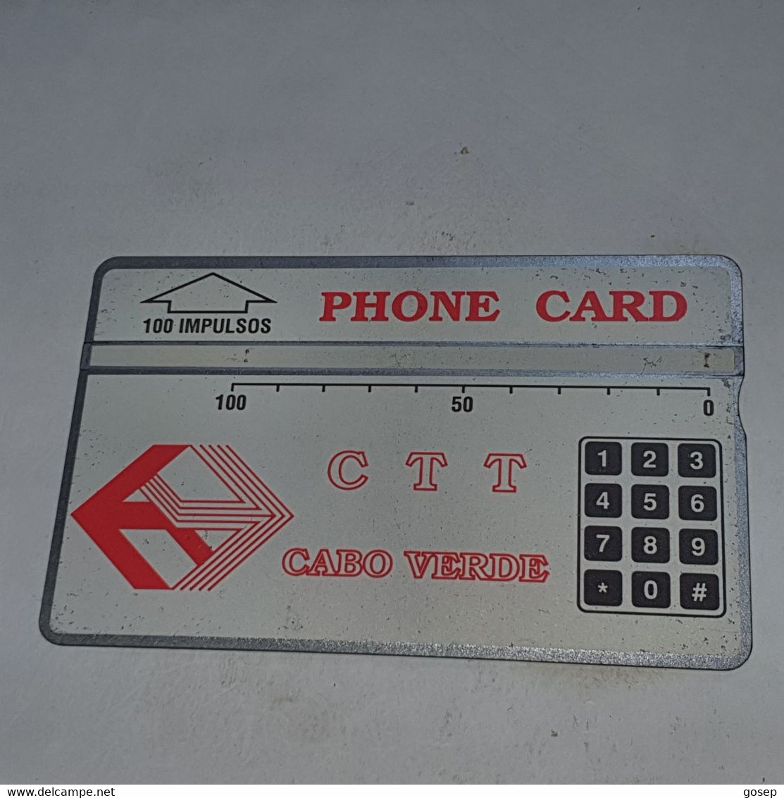 Cape Verde-(CPV-03C)-ctt-red Logo-(1)(100impulsos)-(210F85980)-(tirage-31.000)-used+1 Card Prepiad - Cap Vert