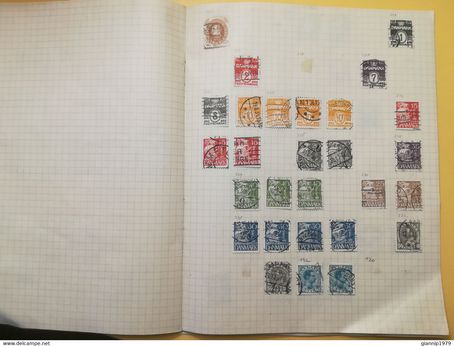 PAGINA PAGE ALBUM DANIMARCA DENMARK DANMARK ATTACCATI PAGE WITH STAMPS COLLEZIONI LOTTO LOT LOTS