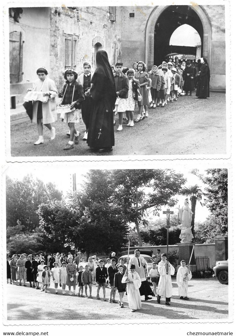 CARBONNE HAUTE GARONNE - PROCESSION RELIGIEUSE DANS LE VILLAGE - NONNE CURE - LOT DE 2 PHOTOS - Beroepen