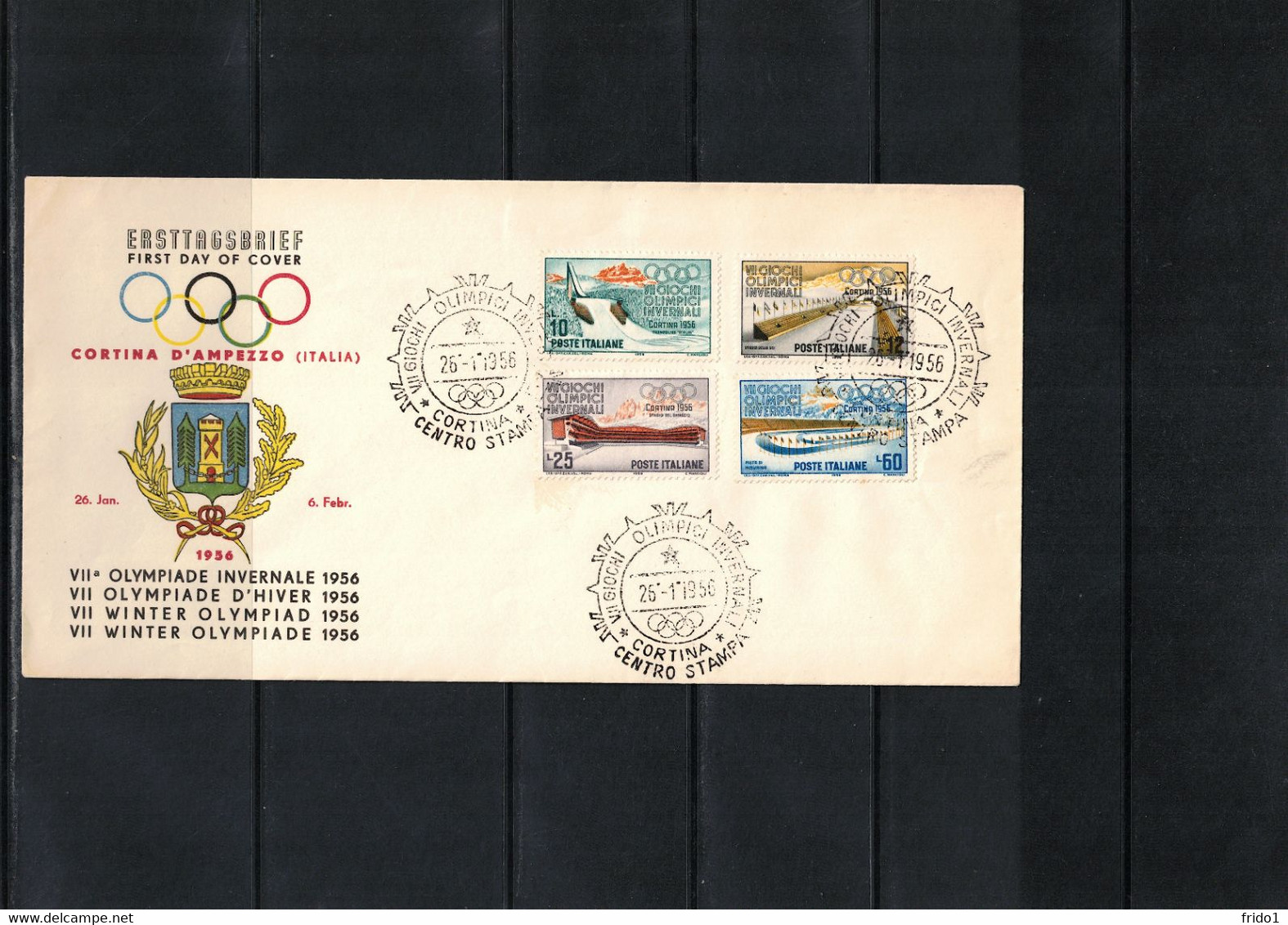 Italia / Italy 1956 Olympic Games Cortina D'Ampezzo FDC - Winter 1956: Cortina D'Ampezzo