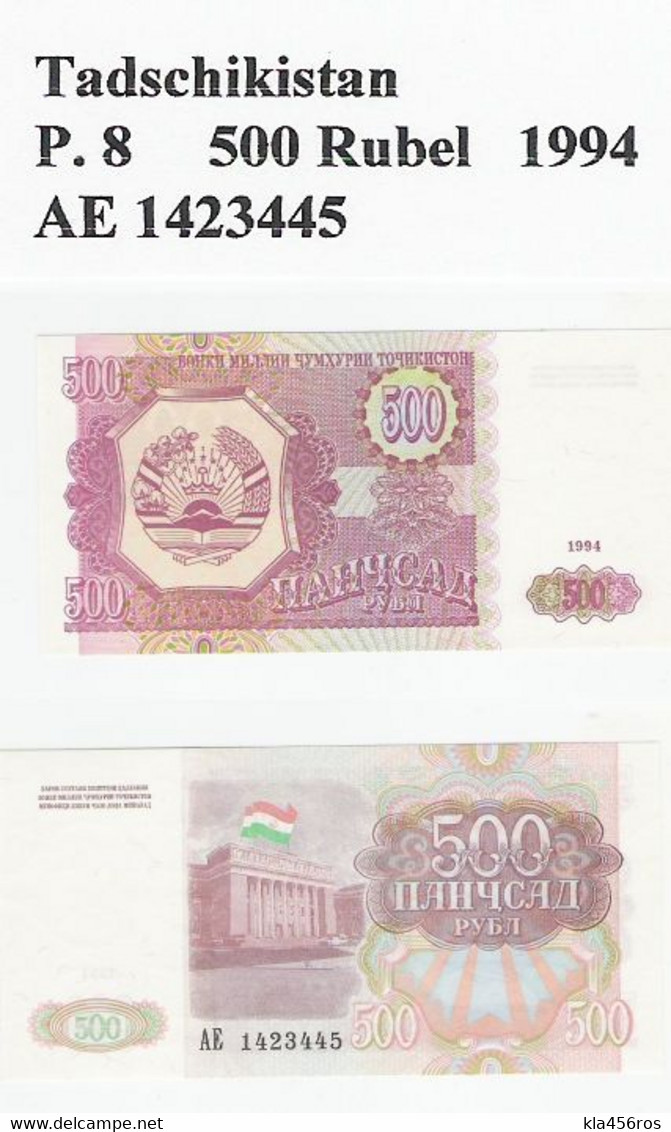 Tadschikistan  P. 8  500 Rubel 1994 UNC - Tajikistan