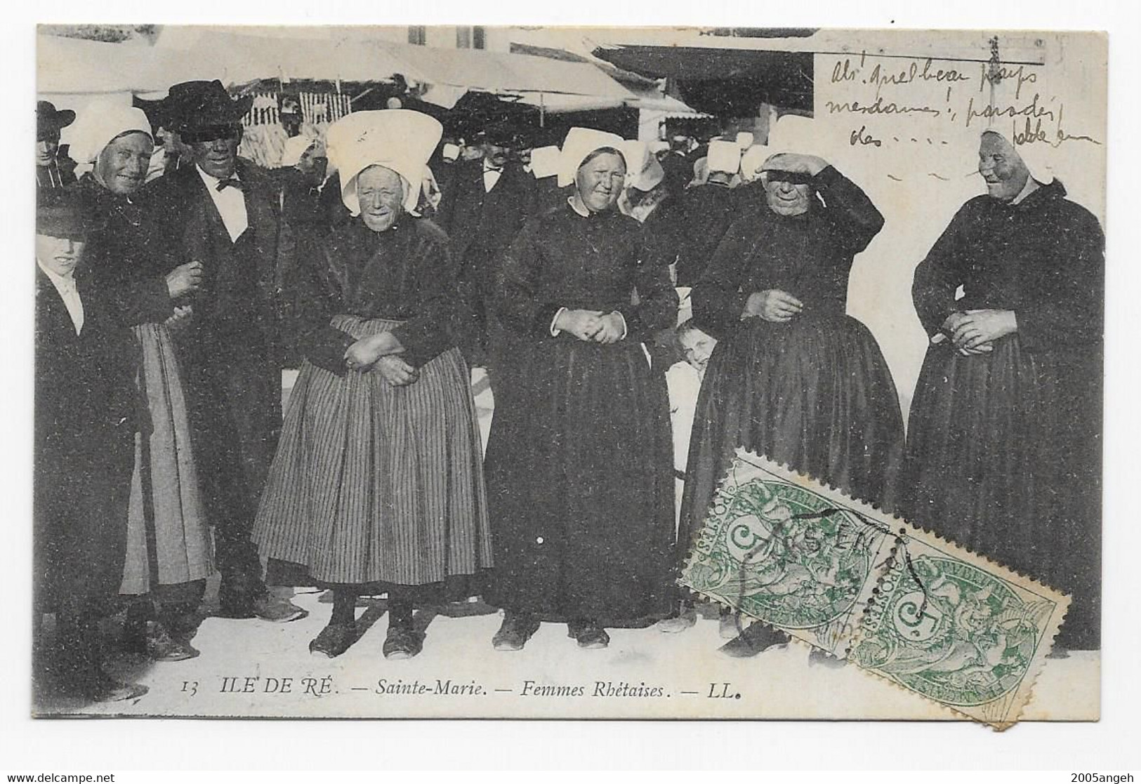 17 Dép.- ILE DE RE.- Sainte-Marie.- Femme Rhétaises.- LL. Carte Postale Voyagé En 1907, Dos Séparés,  Très Bon état. - Ile De Ré