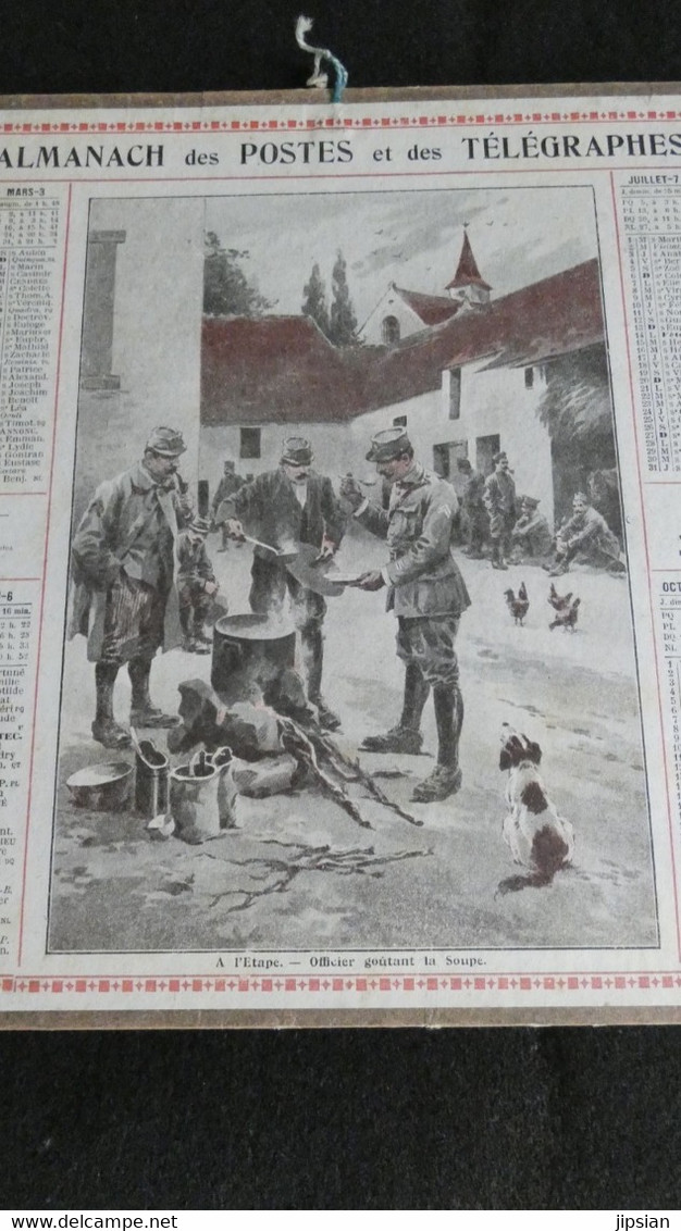 Almanach Des Postes Et Télégraphes 1919 - Etape Officier Goûtant La Soupe  - Bon état Complet- Calendrier - Grossformat : 1901-20