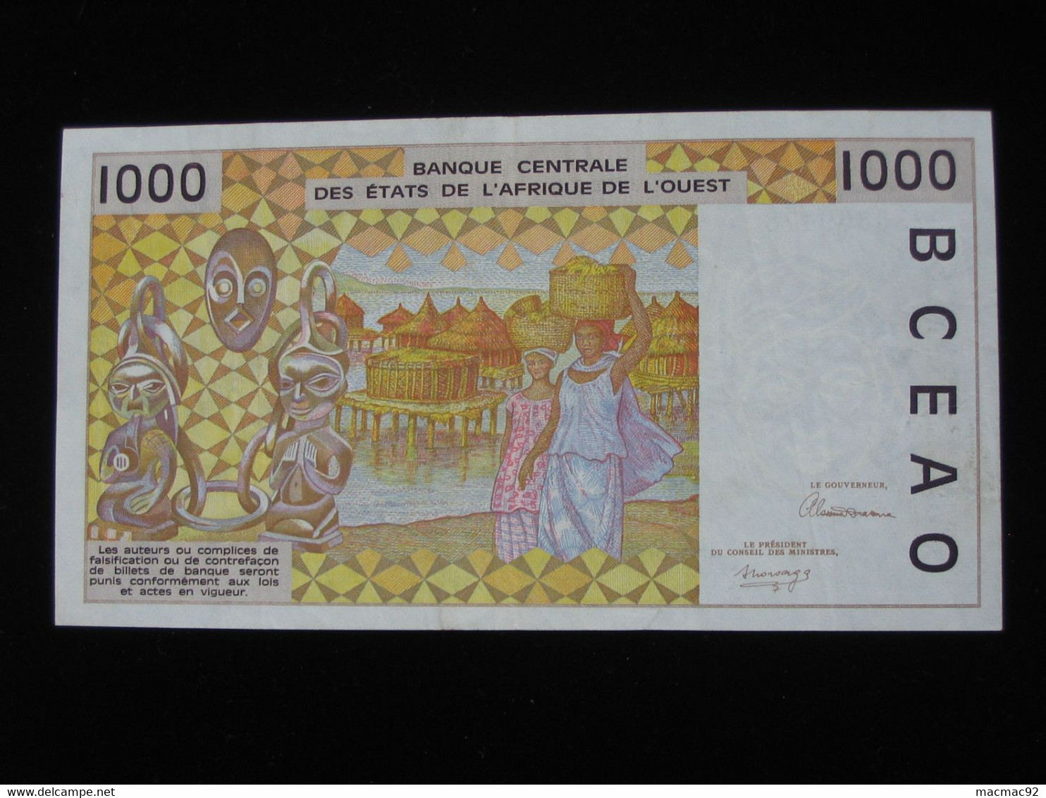 SENEGAL - 1000 Francs 1992 K - Banque Centrale Des Etats De L'Afrique De L'Ouest  **** EN ACHAT IMMEDIAT **** - Sénégal