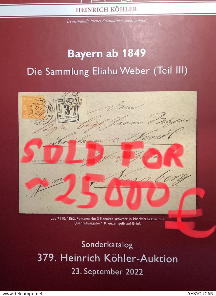 1865 Bayern Mi 8 + Österreich Zeitungsstempelmarke MIF RARITÄT Streifband NÜRNBERG> Saaz Via Prag(beer Bier Brief Hopfen - Cartas & Documentos