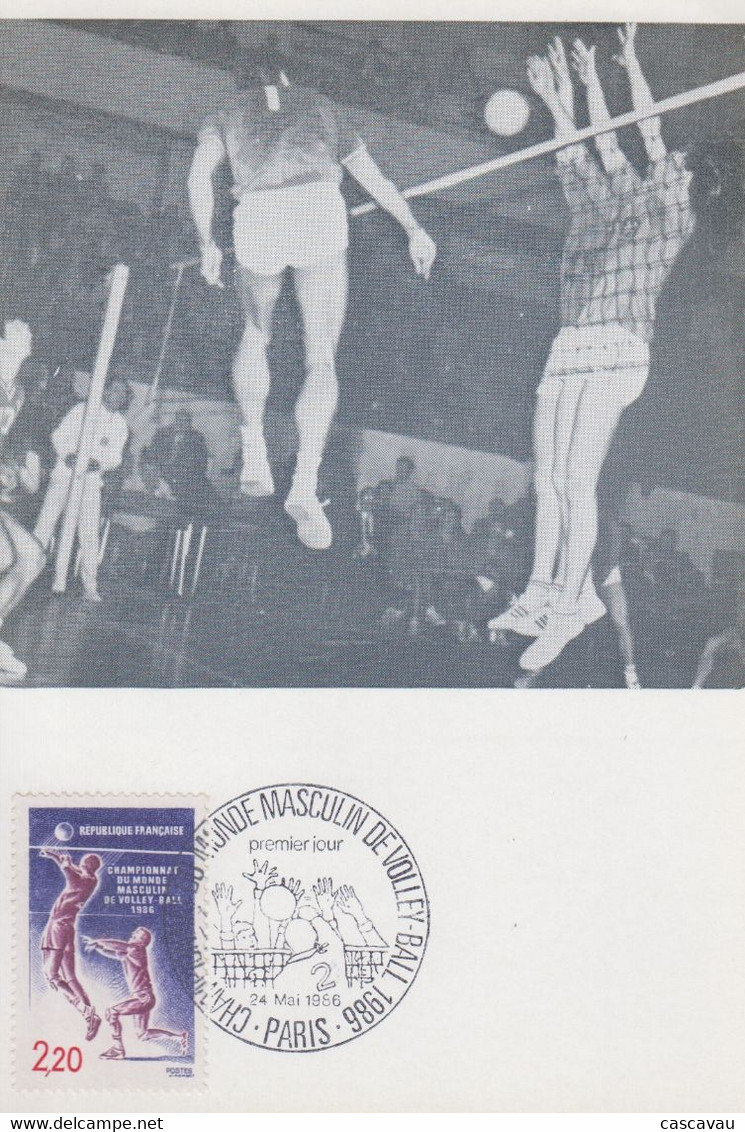 Carte  Maximum  1er   Jour   FRANCE   Championnat  Du  Monde  De  VOLLEY - BALL     PARIS   1986 - Voleibol