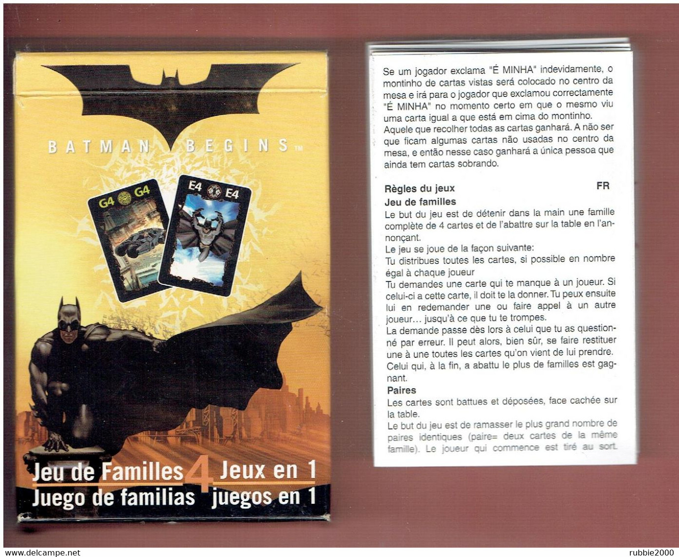 BATMAN BEGINS JEU DE CARTES A JOUER 4 JEUX EN 1 FABRICANT CARTA MUNDI - Batman