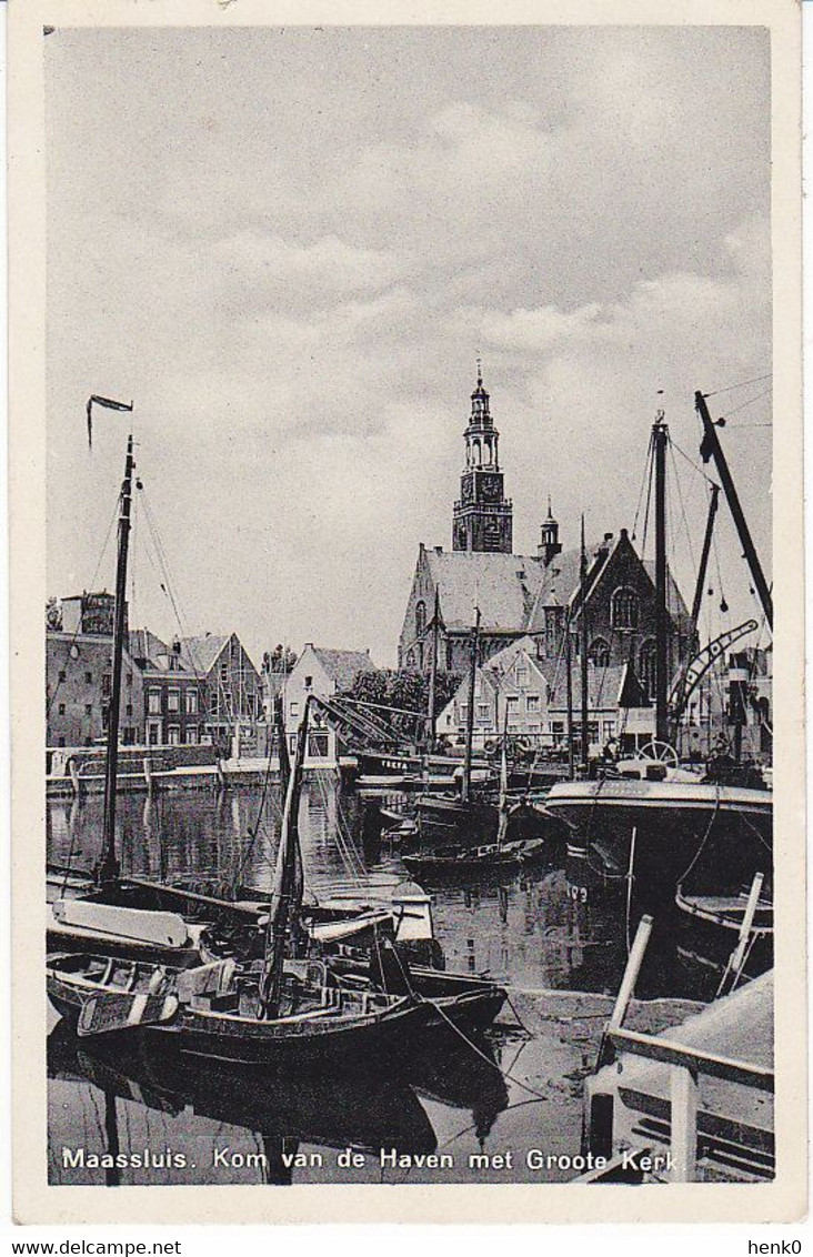 Maassluis Kom Van De Haven Met Groote Kerk M1927 - Maassluis