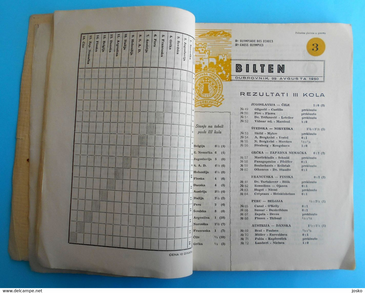 9th CHESS OLYMPIAD 1952 DUBROVNIK Complete Set Of All 20. Official Newsletters * Olympiade Echecs Ajedrez Schach Scacchi - Livres