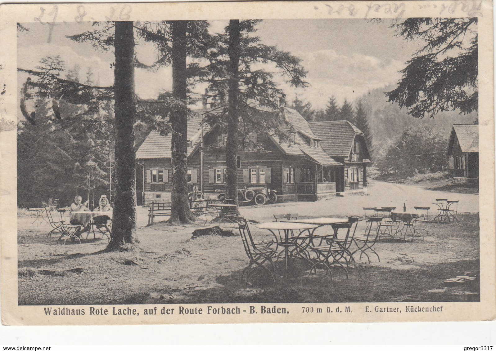1671) Waldhaus ROTE LACHE Auf Der Route FORBACH - BADEN BADEN - 28.08.1929  - Tolle STEMPEL !!! - Forbach