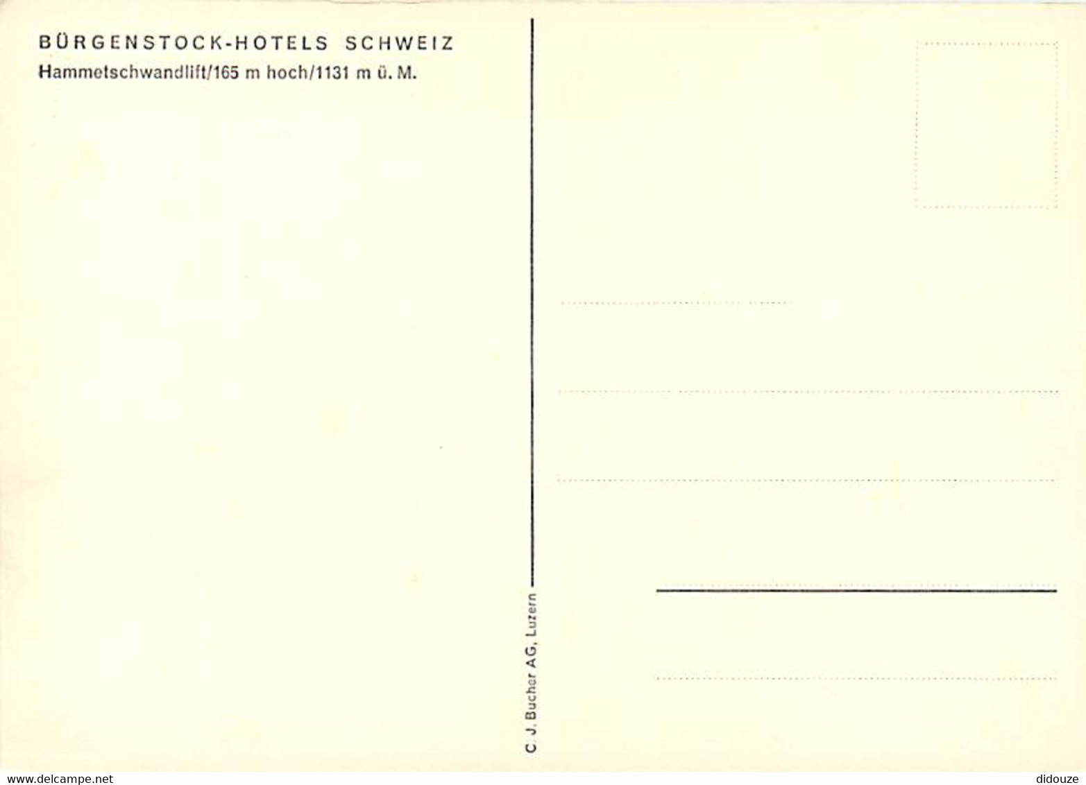 Suisse - LU Lucerne - Burgenstock Hotels - Hammetschwandlift 165 M Hoch 1131 M û. M. - CPM - Carte Neuve - Voir Scans Re - Lucerne