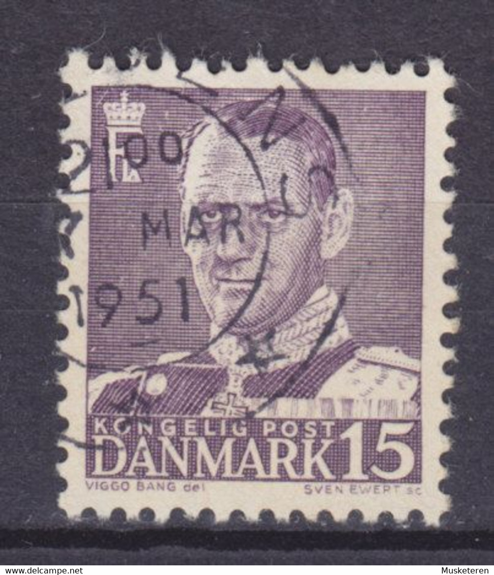 Denmark 1948 Mi. 303    15 Øre King Frederik IX. ERROR Variety 'Double Imprint, Left Corner' (2 Scans) - Abarten Und Kuriositäten