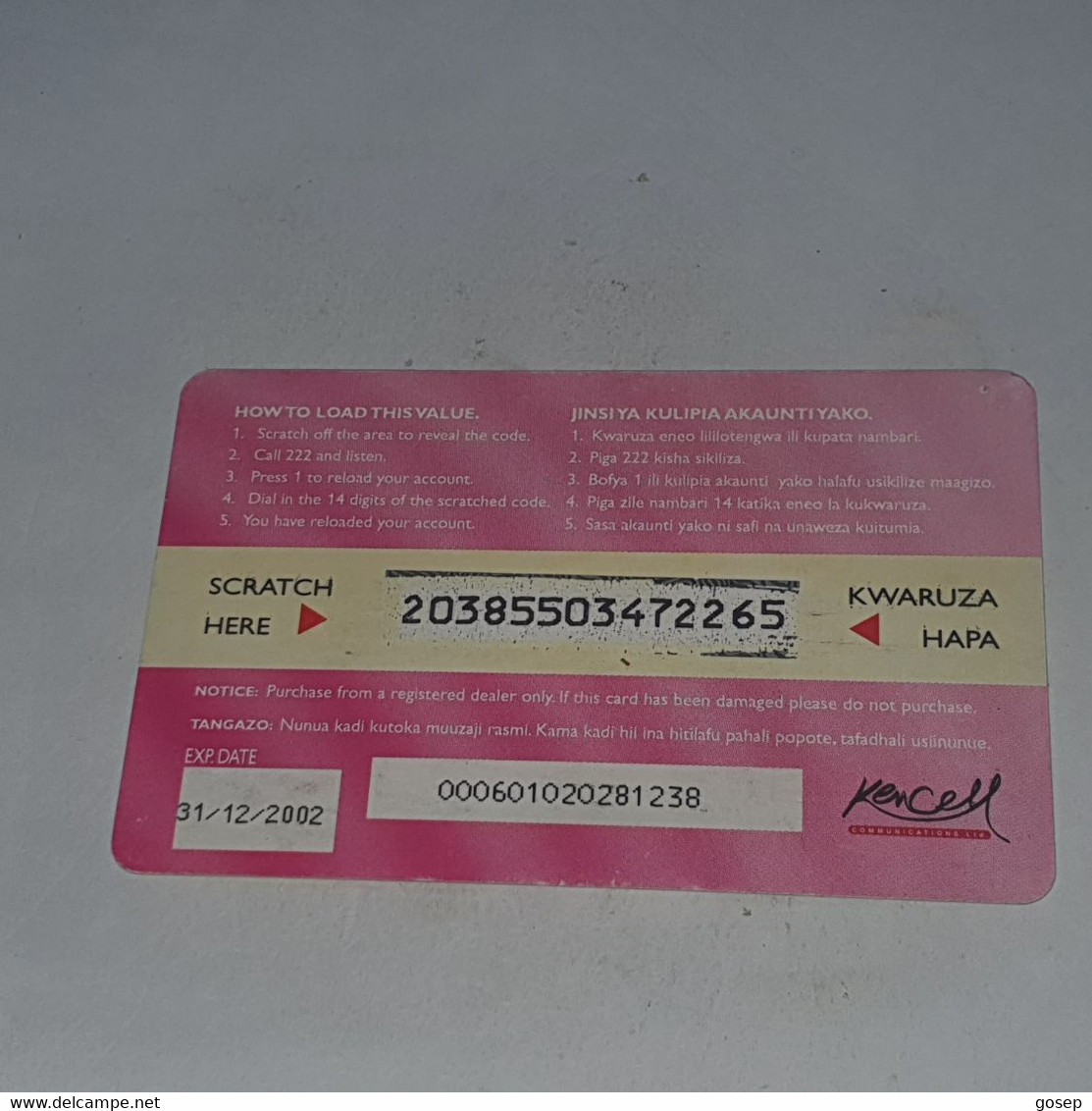 Kenya-(ke-ken-ref-006A)talk Card-yes-(24)(300kshs)(20385503472265)(Different Color Back)-used Card+1card Prepiad Free - Kenya